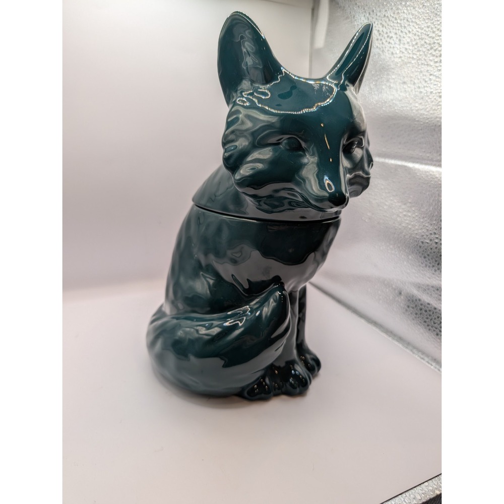 THRESHOLD Dark Green FOX  Ceramic Cookie Jar